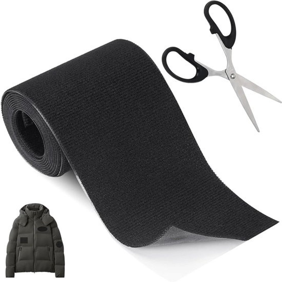 Zelfklevende Stoffen Patches - Textiel Tape Reparatie - Gaten Herstellen - Extra Sterke Nylon - 10x200 cm - Zwart