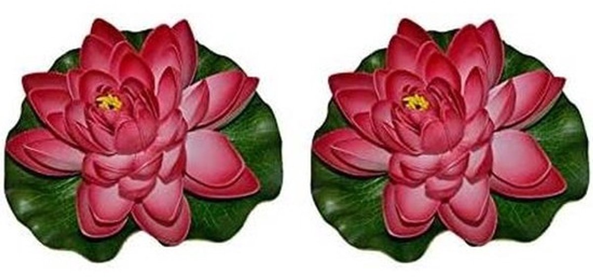 Vijverdecoratie Rozen - Vijverbloemen Kunstbloemen - Decoratie Vijver - Set van 2 - 17 cm - Rood