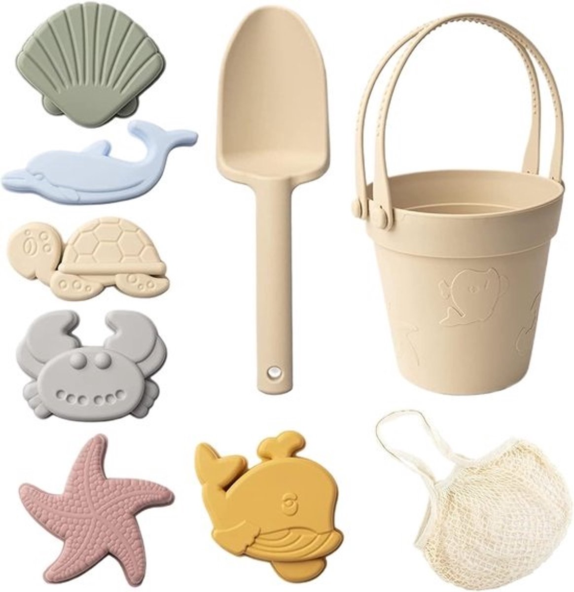 Siliconen Strandspeelgoed - Zomerspeelgoed Set - Buiten Spelen - 8 Delige Set - Niet Gespecificeerd - Beige