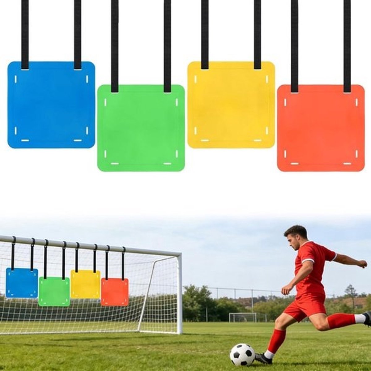 Doelschijven Set - Voetbal Targets - Schietprecisie Training - Verstelbare Bevestigingsriemen - 4 stuks - Diverse Kleuren