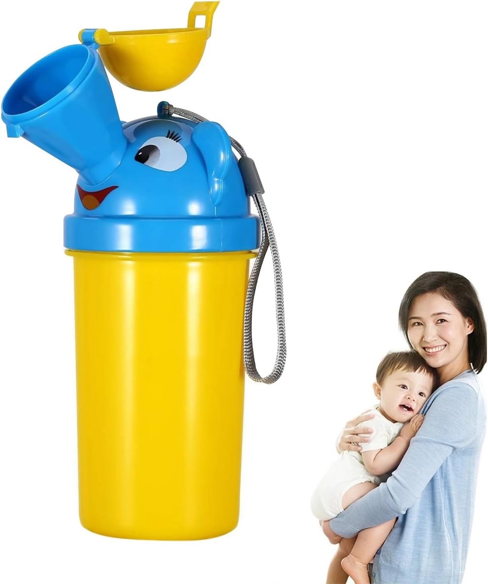 Noodfles voor Kinderen, Handige Plastic Pot voor Kamperen, Auto Reizen en Buitenactiviteiten, Schattig Olifantenontwerp, Ideaal voor Peuters en Zindelijkheidstraining