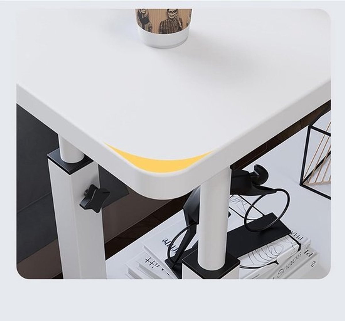 Verstelbare bijzettafel - Laptoptafel Bedtafel - Thuiswerken Bank - Soepel rollend ontwerp - 27-90 cm hoogte - Wit