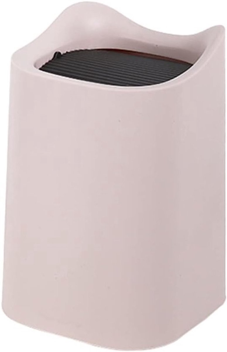 Mini Prullenbak - Afvalemmer Desktop - Bureau Opruimen - Met Deksel - 12.5 cm - Roze