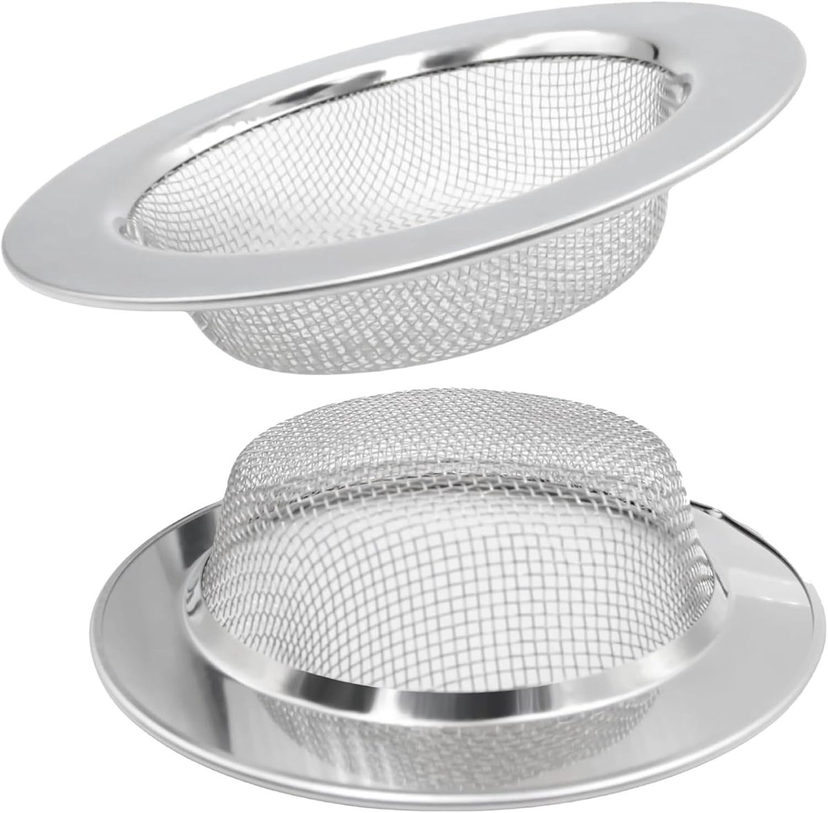 Keukenafvoerfilter Set van 2 RVS Afvoerzeef voor Keuken, Universeel, Snelle Leegloop en Vergrendelbaar, 11.2 cm