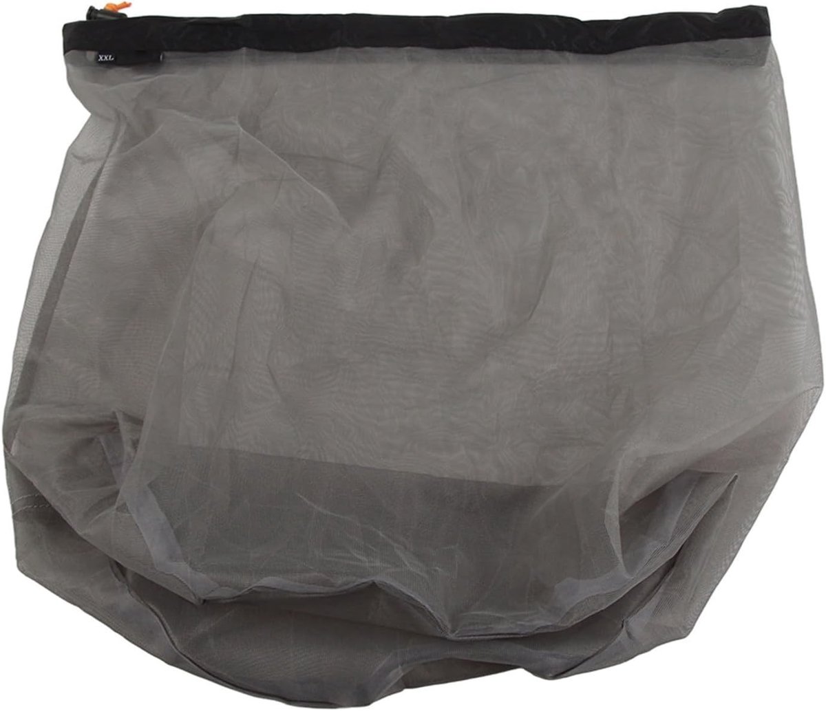 Draagbare Nylon Mesh Trekkoordtas voor Opberging tijdens Reizen, Wandelen en Kamperen - Zwart XXL