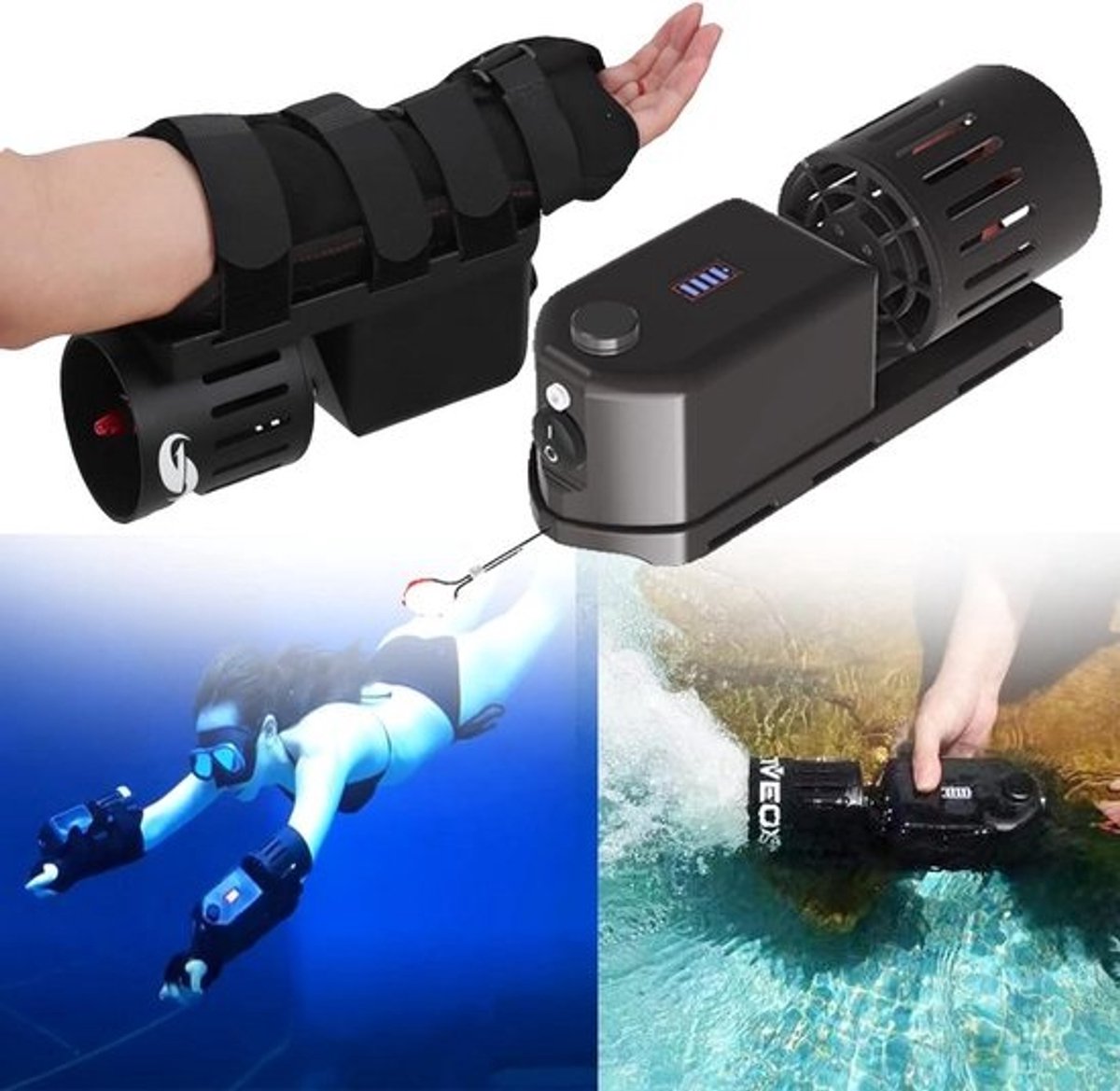 Onderwater Scooter - Zee Scooter - Snorkelen Zwemmen Duiken - Handsfree Armbevestiging - 65 voet waterdicht - null