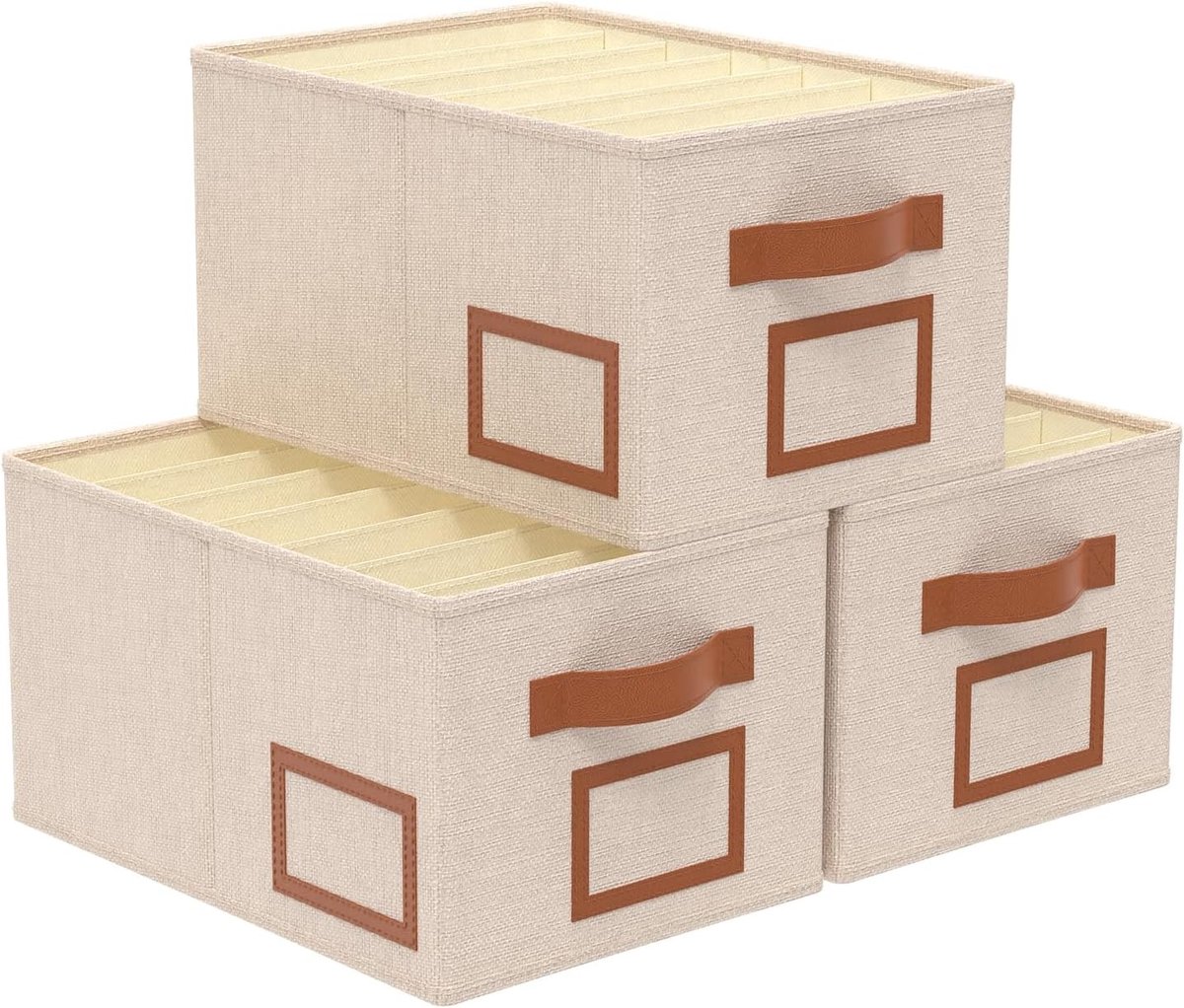 Opslagdoos voor Kleding met 7 Vakjes, 15 x 26 x 20 cm, Beige - Organiseer en Berg Efficiënt Op