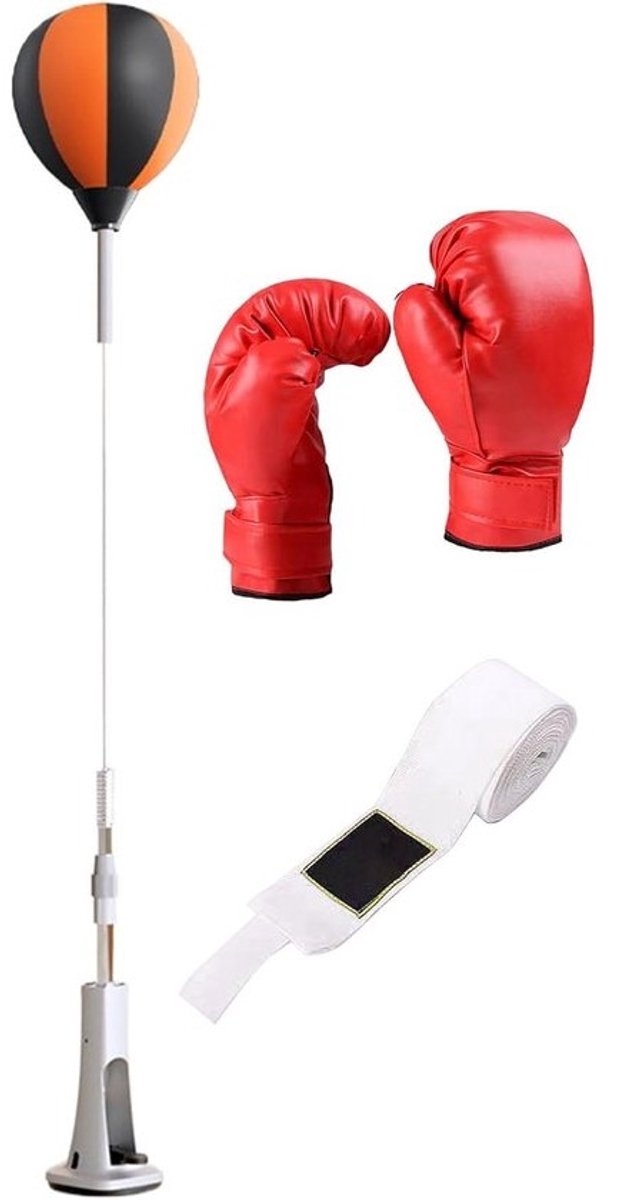 Bokszak - Reflex trainer - Boksen oefenen - Sterke rebound - 50-59 inch - Zwart