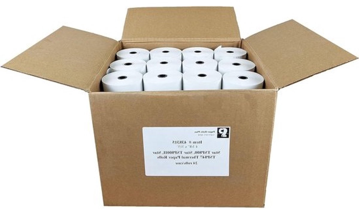 Thermisch Papierrollen - Bonrollen Kassabonnen - Bonnen Printen - Royale Lengte - 4 3/8 inch x 328 voet - Wit