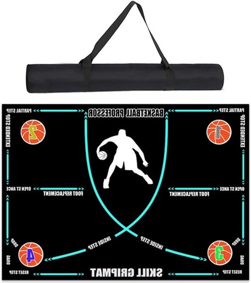 Basketbal Trainingsmat - Voetwerk Mat Dribbel - Agility Training Verbeteren - Geluiddempend EVA Materiaal - 120x80 cm - Zwart
