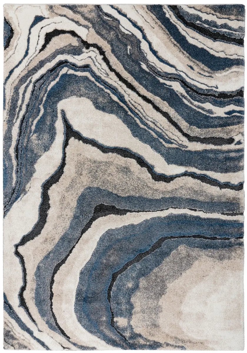 Dutch XXL Hoogpolig Vloerkleed | Tapijt | Firenze | Geoden | Blauw | 120x170 cm