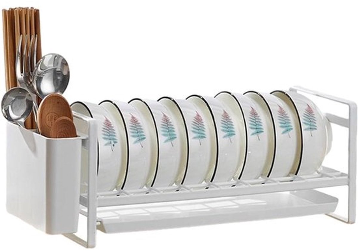 Afdruiprek Keuken - Bordenrek Vaat - Servies Drogen - Met Afvoerontwerp - 346 x 155 x 146 cm - Wit