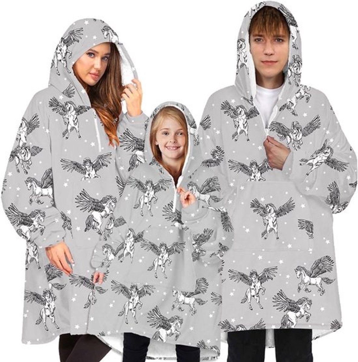 Draagbare Deken - Deken met mouwen Draagbare hoodie - Warm blijven - Grote voorzak - Set van 3 - Geel