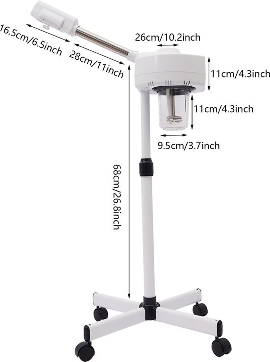 Gezichtsstomer Professioneel - 800 W Vermogen - Ivoor Kleur - Nano-ionische Stoomtechnologie - Voor Diepe Huidverzorging
