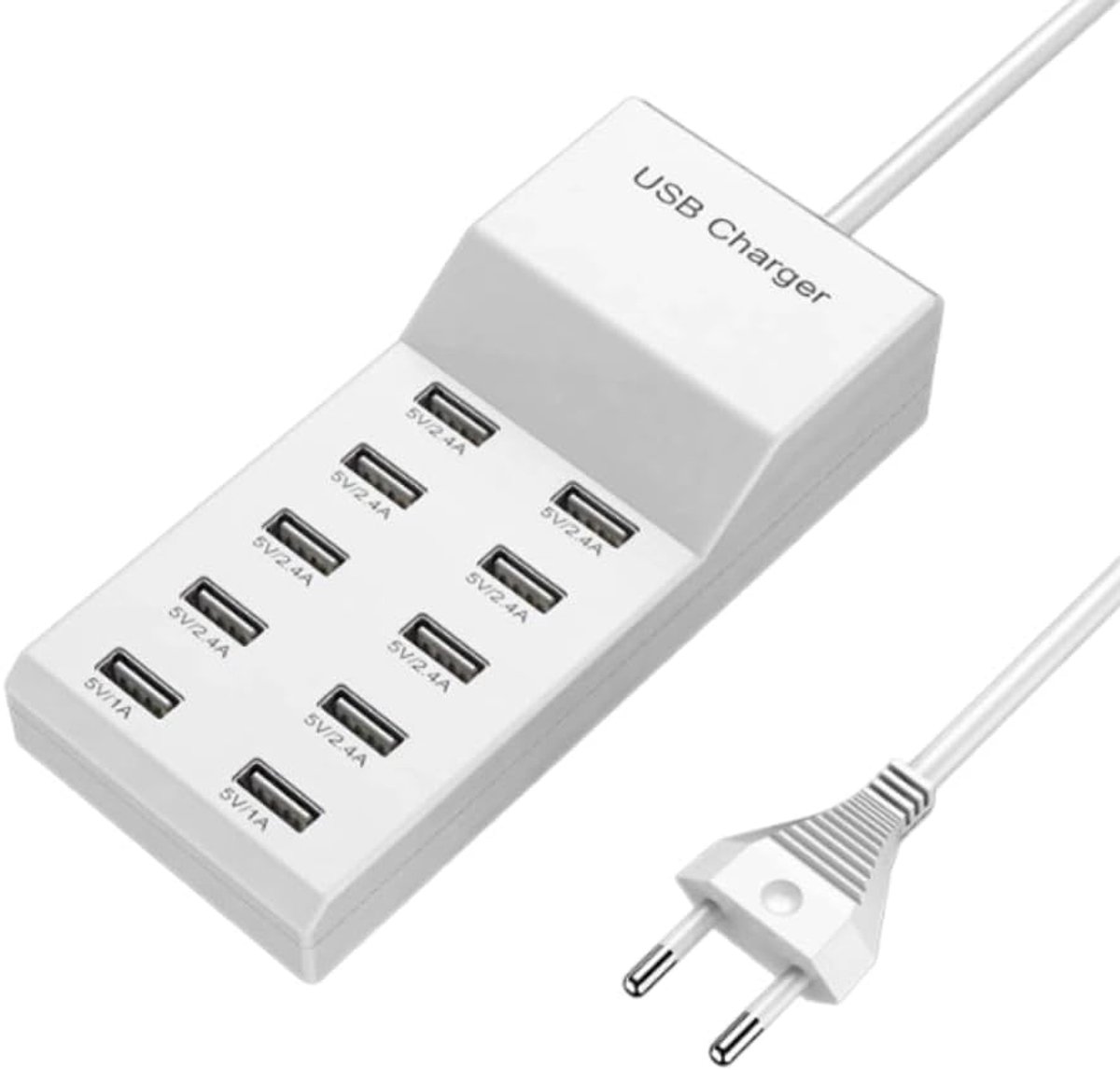 KZQ USB C Hub 10-poorts - USB splitter met voeding - 5 Gbps - USB 3.0 - Docking station voor laptop en desktop - WIT