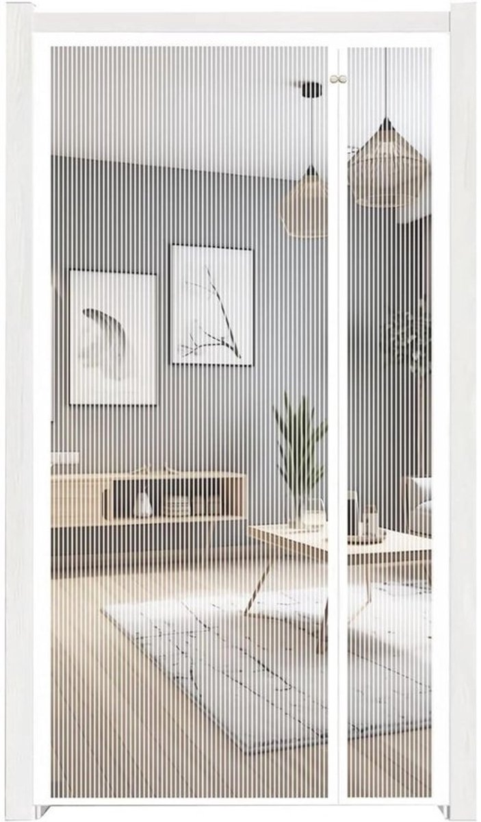 Vliegenscherm Deur - Horren Gordijn - Insecten Buiten Houden - Magnetische Sluiting - 140x235cm - Wit
