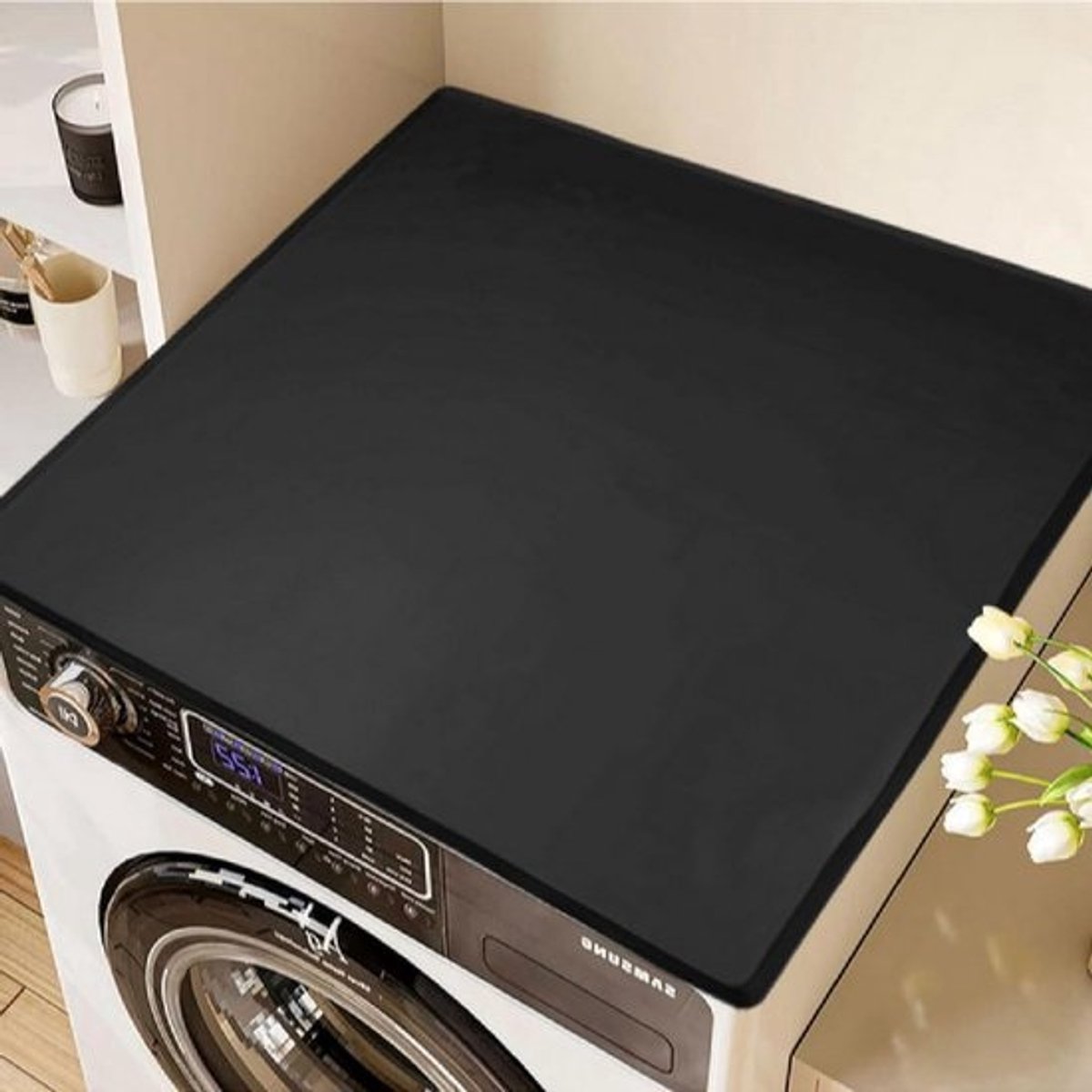 Wasmachine Droger Bovenmat - Apparaat Beschermhoes - Apparaten Beschermen - Waterdicht Siliconen Materiaal - 60x60cm - Zwart