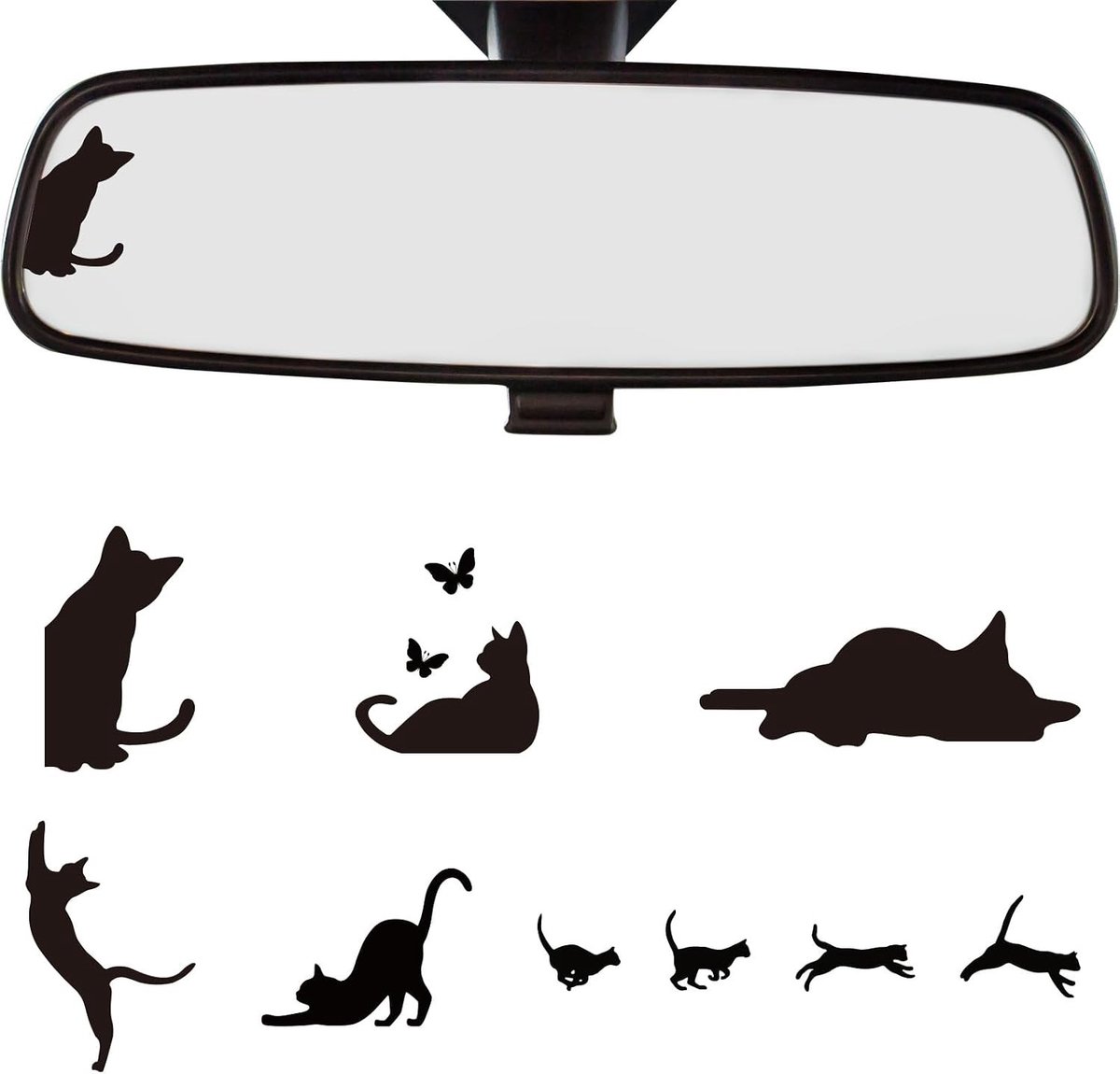Schattige Zwarte Kat Stickers voor Auto, Laptop en Raam - 6 Stuks Waterdichte Decoraties voor Dierenliefhebbers