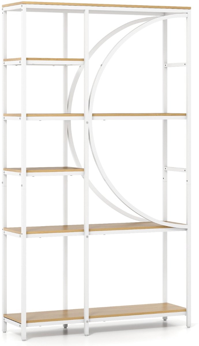 SureDeal® - Boekenkast - 6-laags Industriële Kantoorrekken - Open Planken Metalen - Verticale Planken Naturel - 100x30x177 cm - Naturel