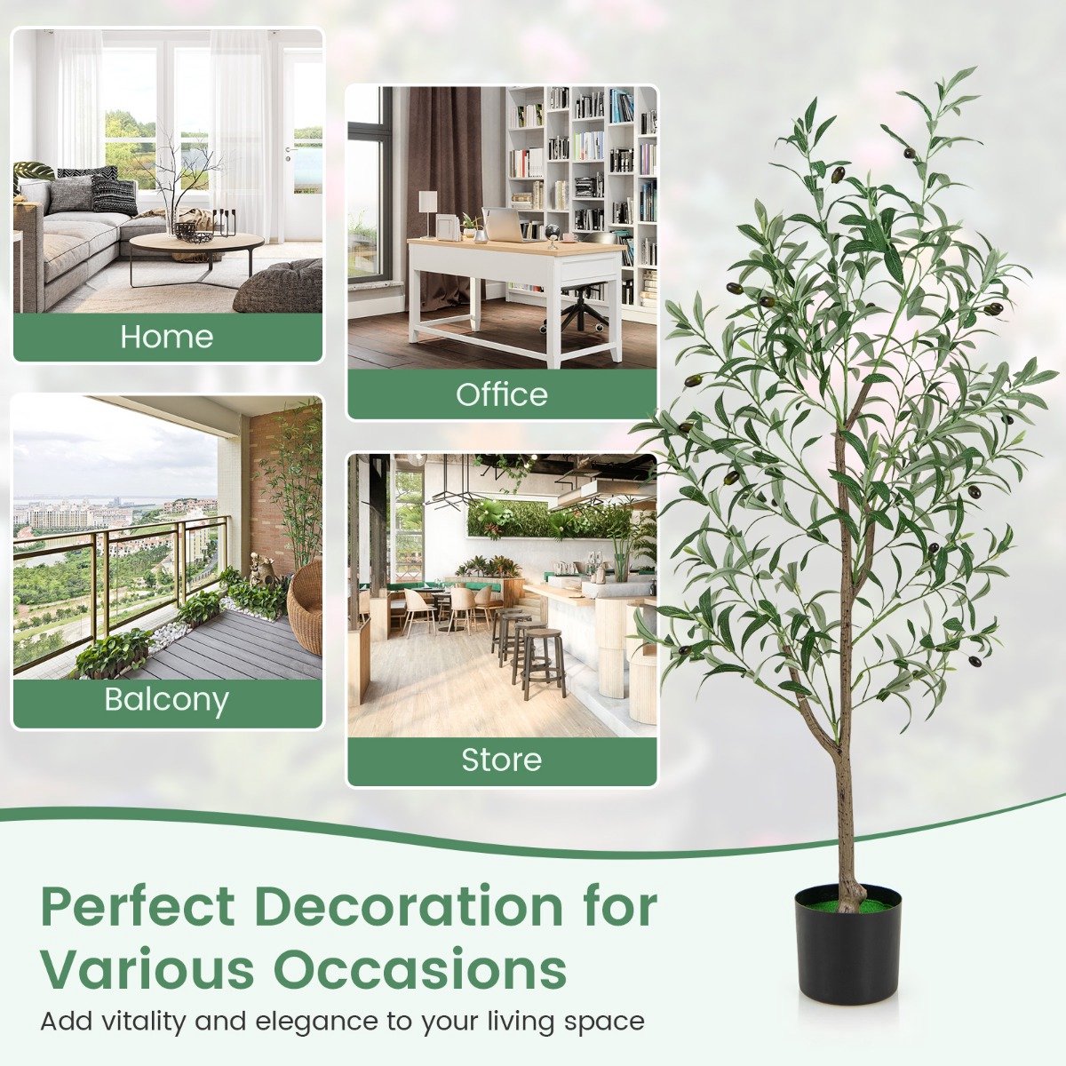 SureDeal® - Kunstplant - Kunstmatige Olijfbomen Nep - Fruit Realistische Groene - Thuis - 15x12,5 cm - Groen+Wit