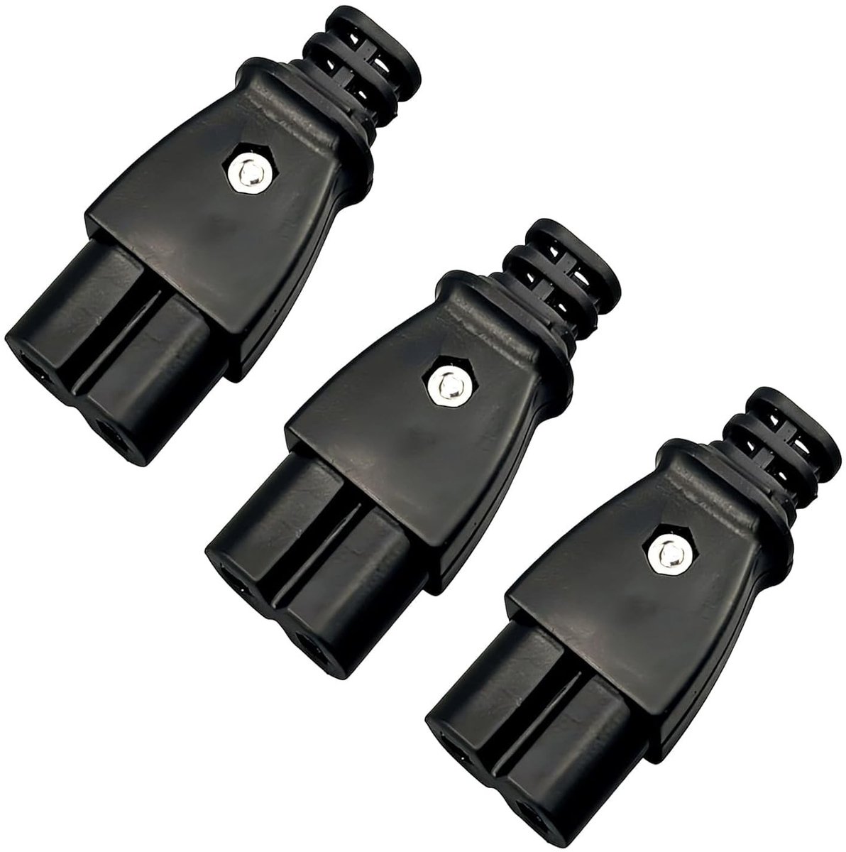 3-delige C8/C7 Stekker IEC Inlaatmodule, Rechte 2-Pins Stekker voor Verwarmingsapparaten, 250V AC 2.5A Veiligheidsstroomvoorziening