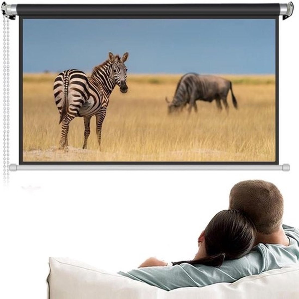 Projectiescherm - Filmscherm Beamer - Thuisbioscoop Presentaties - Handmatig oprolbaar - 60 inch - Wit
