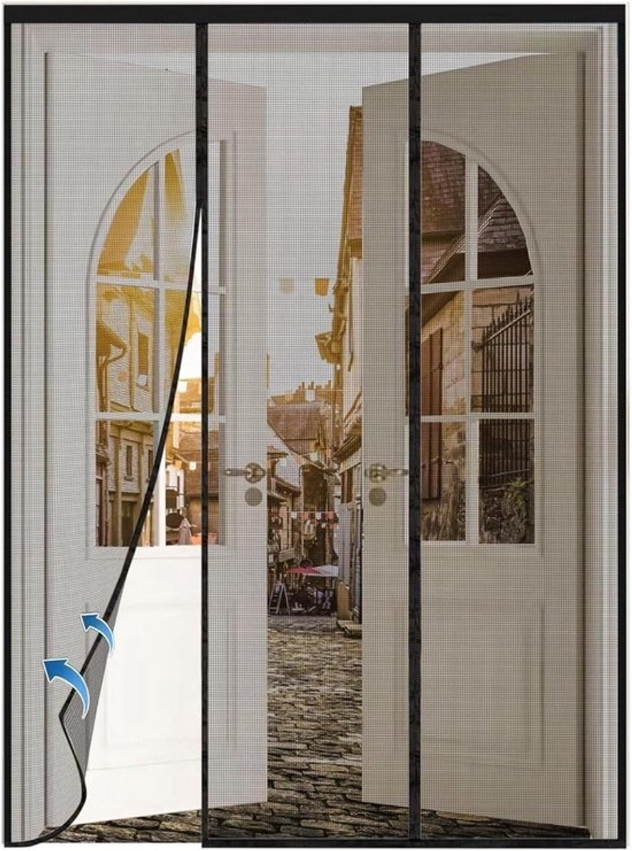 Vliegen gordijn - Horren deur Insectenhor - Buitenruimte insectenvrij - Magnetische sluiting - 140x225cm - Zwart
