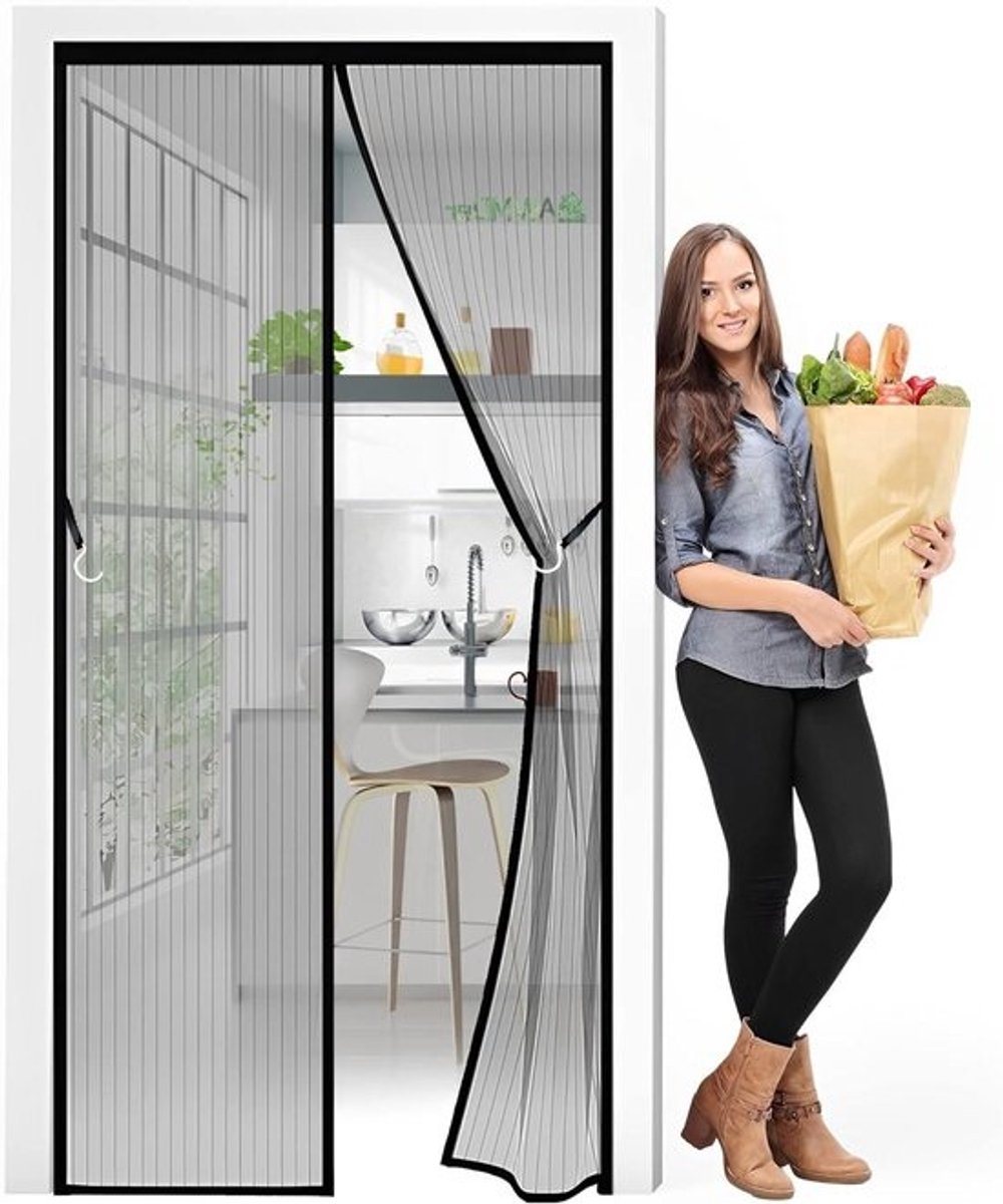Magnetische Hordeur - Vliegendeur Gordijn - Insecten Buiten Houden - Volledig Frame Klittenband - 130x255 cm - Zwart