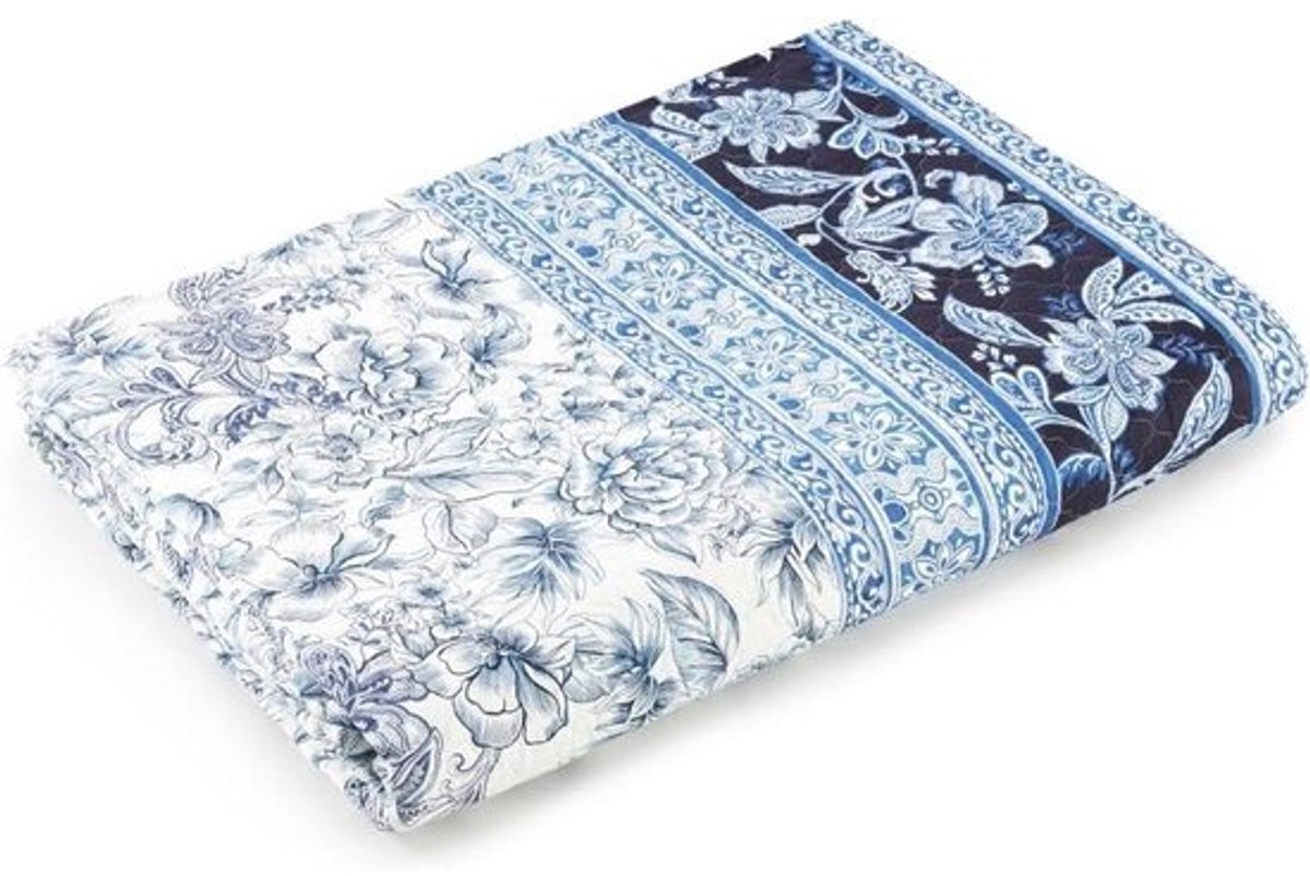 Katoenen Sprei - Dekbedovertrek Sprei - Bescherming Meubels - Hoge Afdrukkwaliteit - 180x255 cm - Blauw