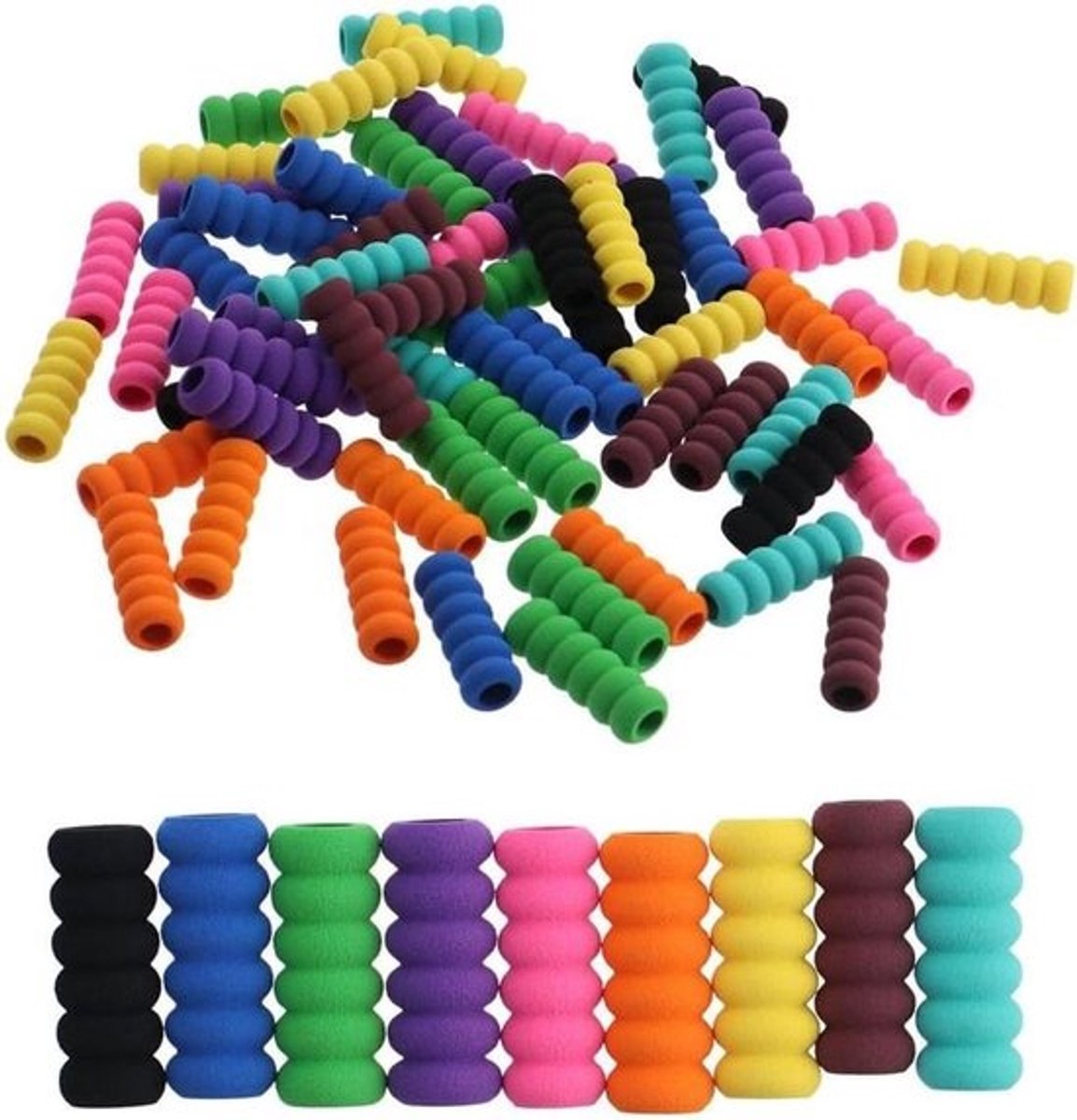 Potlood Grips - Pen Hulzen - Comfortabel Schrijven - Zacht Schuim Materiaal - 3.5 x 1.2 cm - Gemengde Kleuren