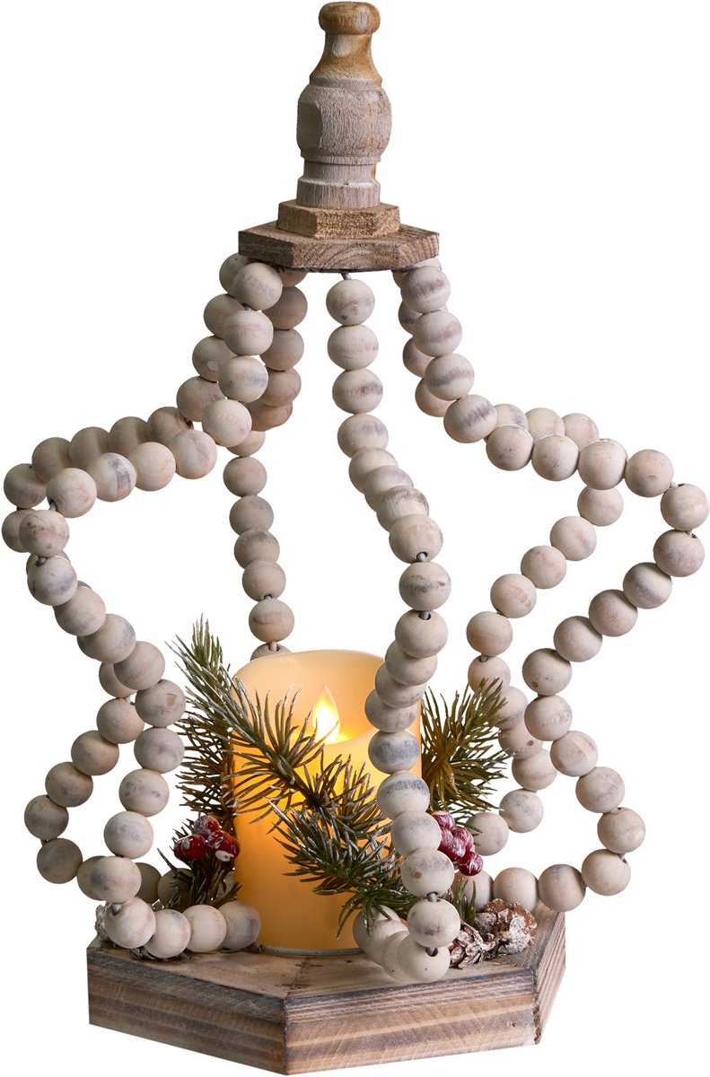PATARI - LED-kerstdecoratie - Lichtbruin - Dennenhout