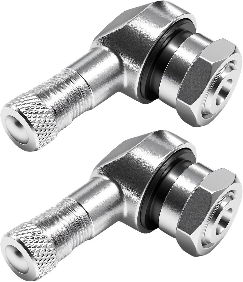 Set van 2 Motorband Ventielen met 90 Graden Hoek, Ventieladapter voor Tubeless Fietsen, Geschikt voor Aluminium Ventieldoppen met 1 cm Diameter