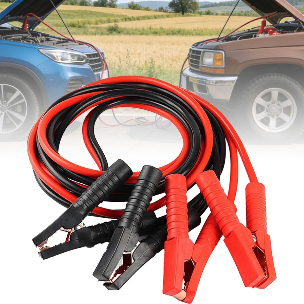 Krachtige 3 m 1500 A Startkabel voor Auto's en Vrachtwagens, 30 mm² Koper, Inclusief Draagtas, Duurzaam en Betrouwbaar