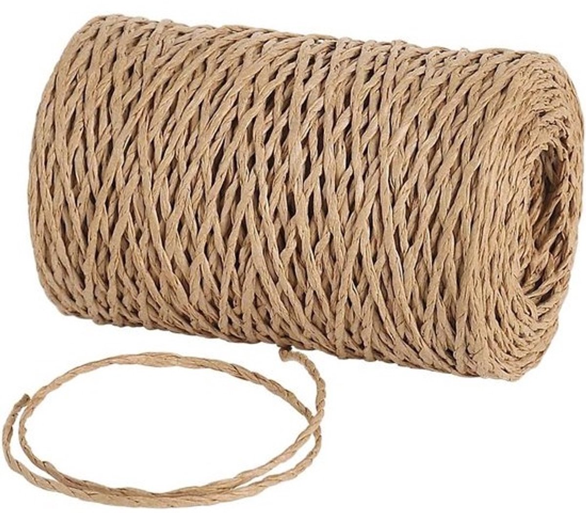 Papieren koord - Raffia lint Garen - Knutselen en inpakken - 100% papier materiaal - 100 meter - Bruin