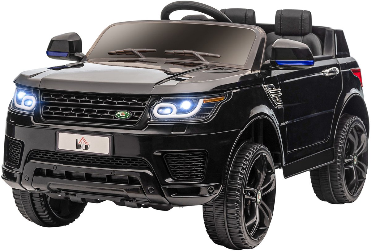 Elektrische kinderauto met afstandsbediening, SUV met veiligheidsgordel, muziek, claxon, koplamp, snelheid tot 5 km/u, voor kinderen van 3-5 jaar, zwart