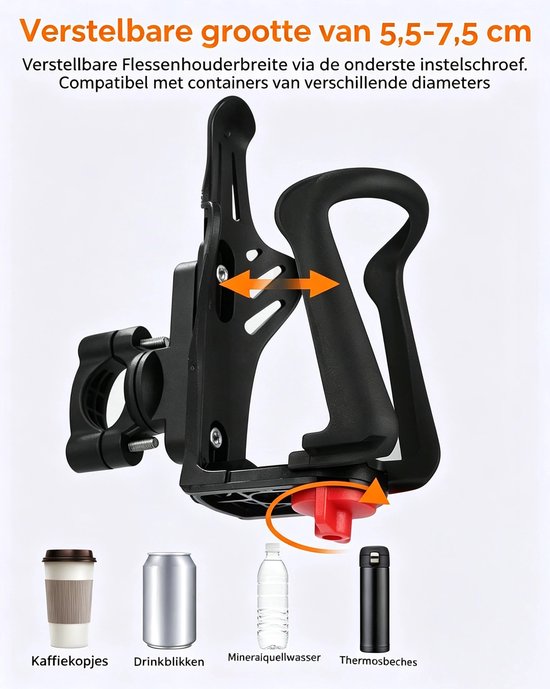 Universele Fiets Flessenhouder 2 Stuks - 360° Draaibaar voor Fiets, Scooter en Motorfiets — afbeelding 2