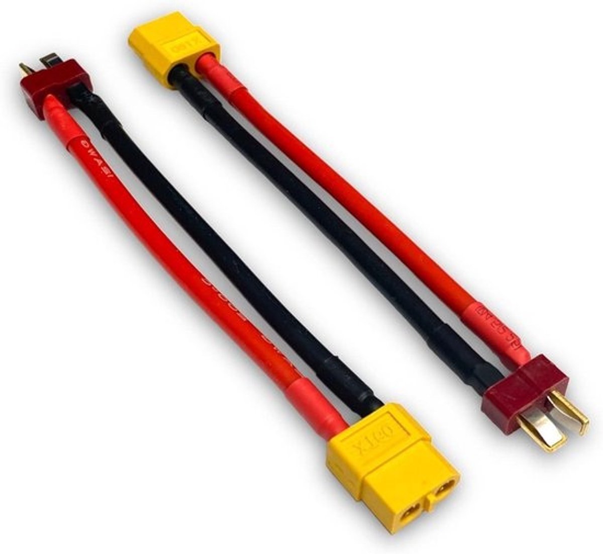 Adapter XT60 naar T-stekker - Verloopstekker Lipo Accu - Modelbouw Stroom - Hoge Stroom Siliconen Kabel - 10 cm - Geel