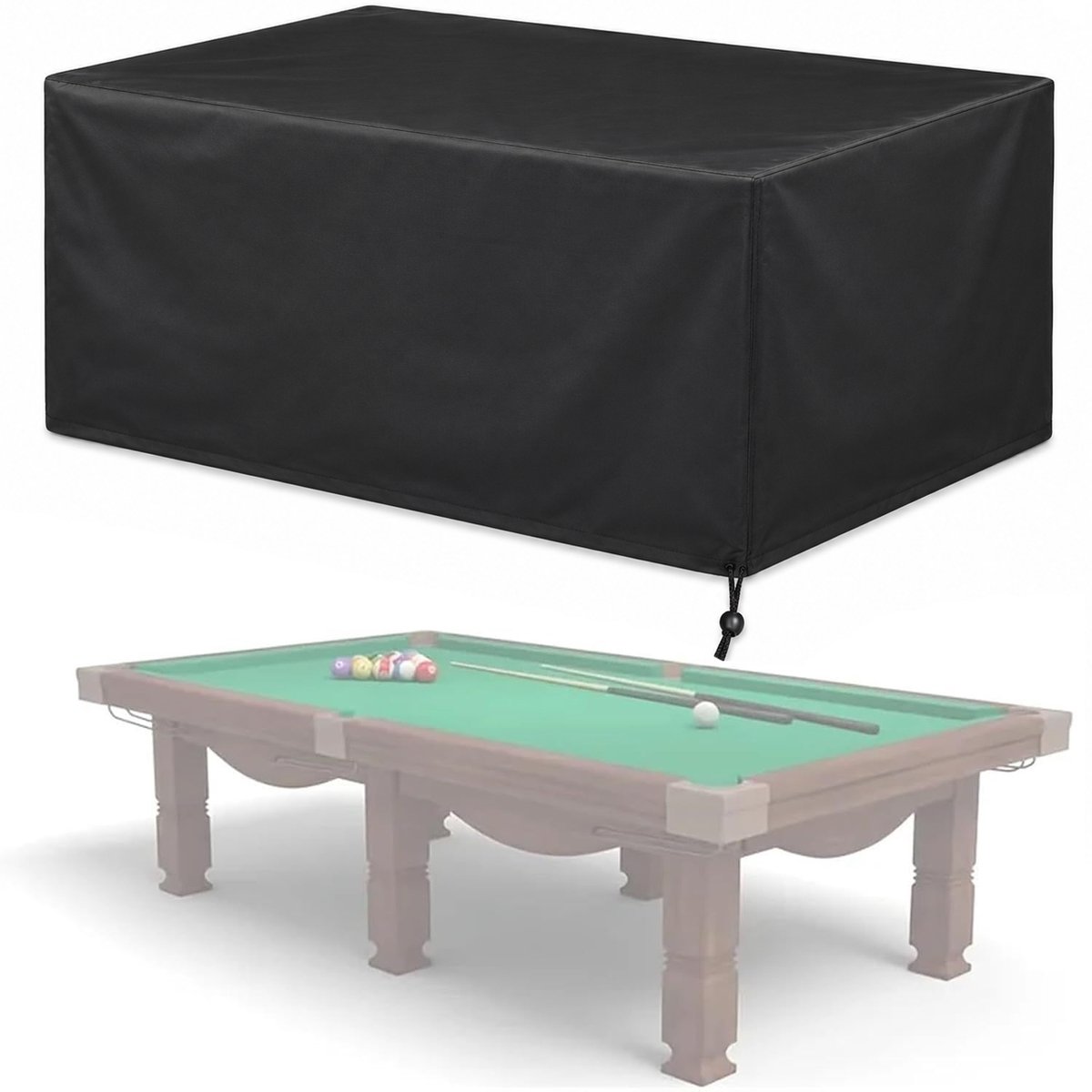 Biljarttafelhoes - Tuinmeubelhoes - Pooltafel Beschermer - Waterdicht - 210D Oxford Stof - Zwart/Zilver - Met Opbergtas - 260x135x82 cm