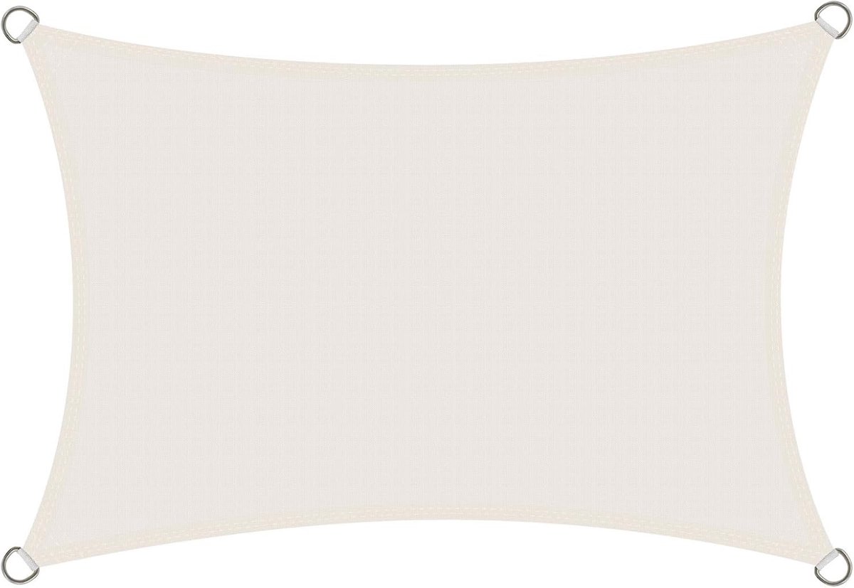Waterdichte Schaduwzeil 3x4m - Rectangulaire Zeil van PES Polyester met 98% UV-bescherming voor Tuin en Terras, Crèmekleur