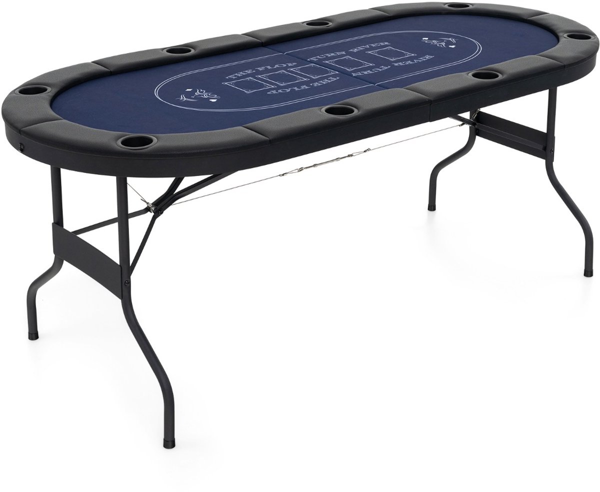 SureDeal® - Speelkamer - Opvouwbare Pokertafel - Spelers Speeltafel - Bekerhouders - Gevoerde Armleuning Blauw - 182x82x75 cm - Blauw