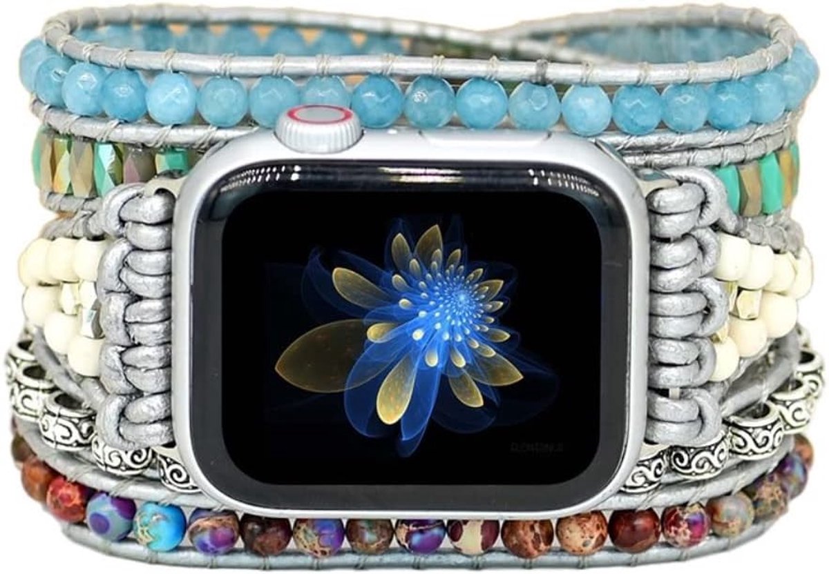 Handgemaakte Boho Horlogeband van Kralen, Geschikt voor Apple Watch 38mm tot 45mm, Uniek en Stijlvol Accessoire