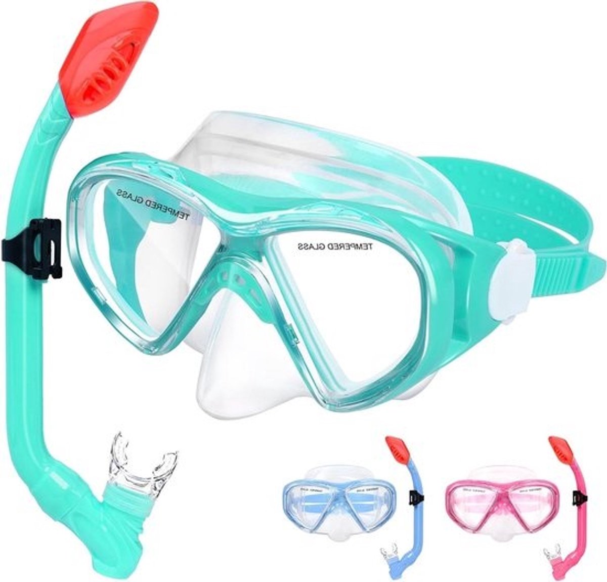 Kinderen Snorkelset - Duikmasker Set - Onderwater Wereld Ontdekken - 180 Graden Panoramisch Zicht - Leeftijd 5-15 - Lichtgroen