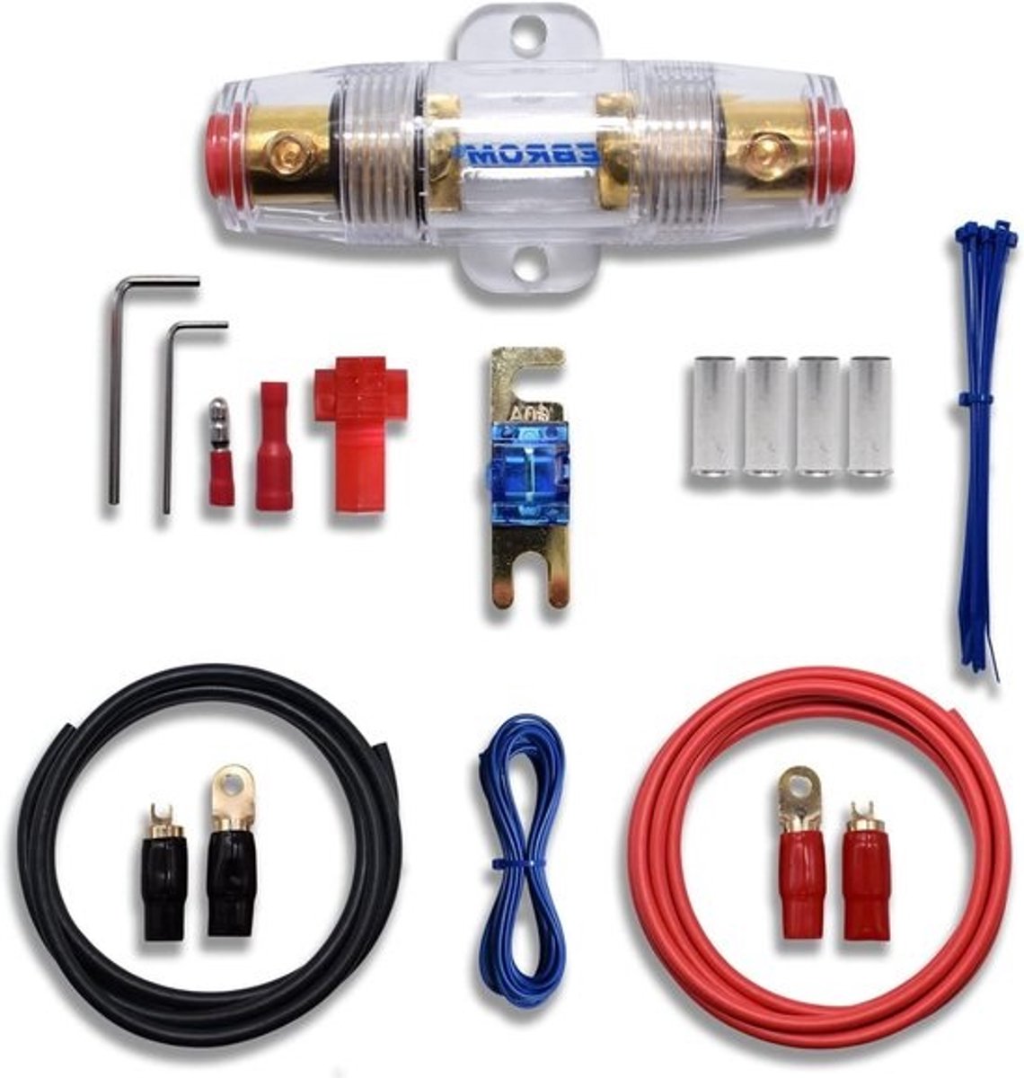 Accukabel Set - Stroomkabel Auto - Auto Audio Installatie - Volledig Koper OFC - 16 mm2 4m Rood 2m Zwart
