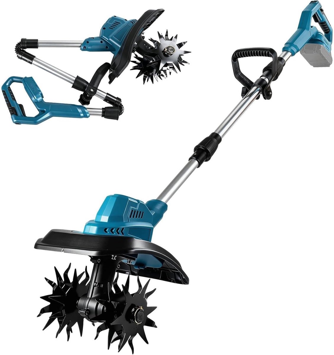 Accu Aangedreven Grondsnijder voor Tuin en Gazon - Brushless 550W, Vouwbaar, Werkbreedte 30 cm, Diepte 22 cm
