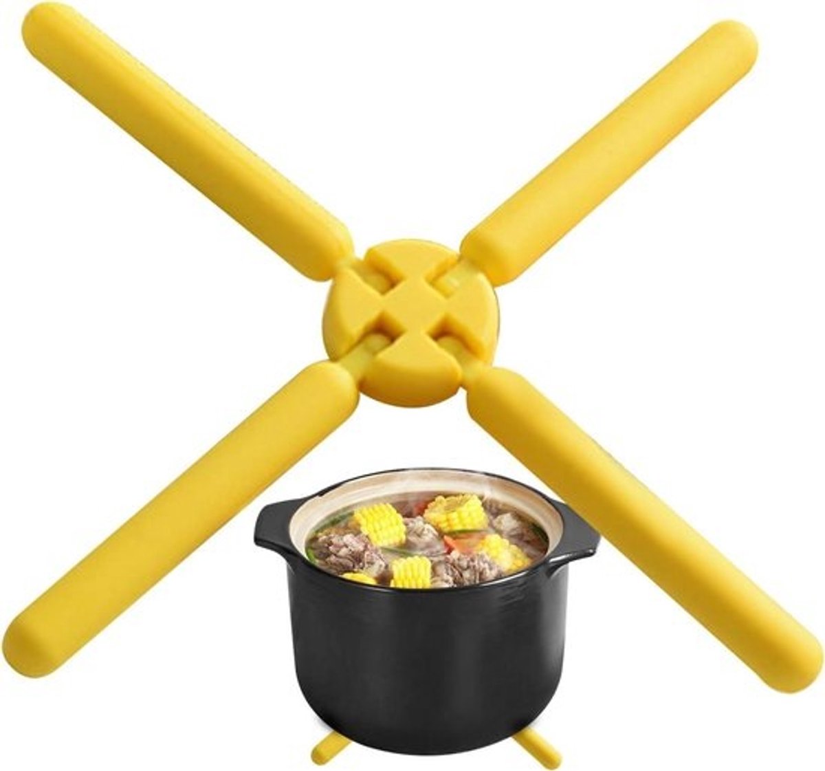 Siliconen Warmtebeschermer - Onderzetter Pannenhouder - Keuken Beschermen - Opvouwbaar Ontwerp - 22 x 22 cm - Geel