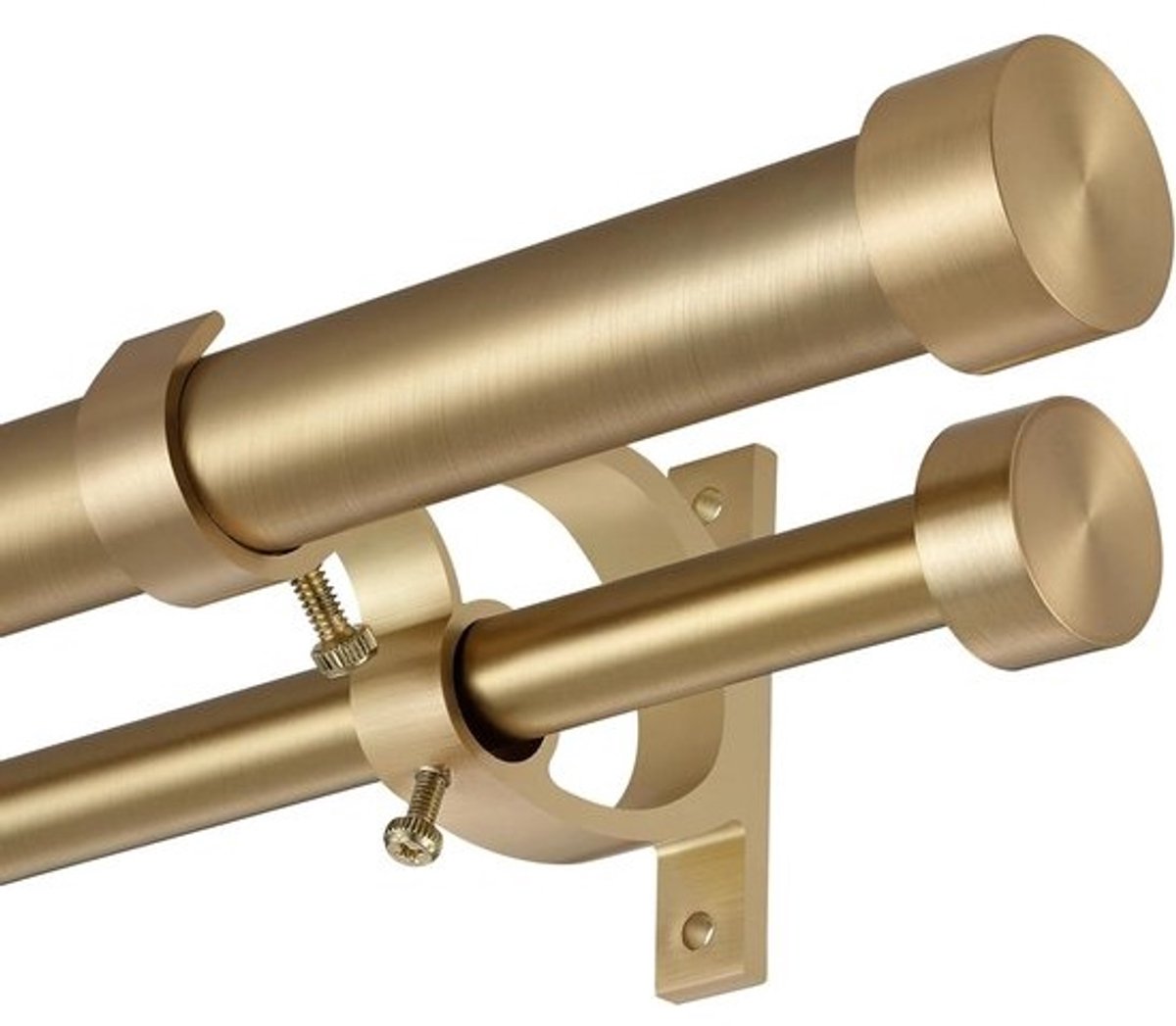 Dubbele Gordijnroede - Verstelbare Roede - Vensters Aankleden - Aluminium Wind Oor - 96-183 cm - Warm Goud
