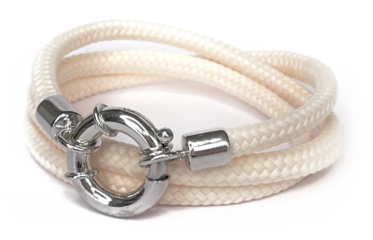 NIEUW! Jolla - dames wikkelarmband - zilver - touw - Classic Rope - Creme