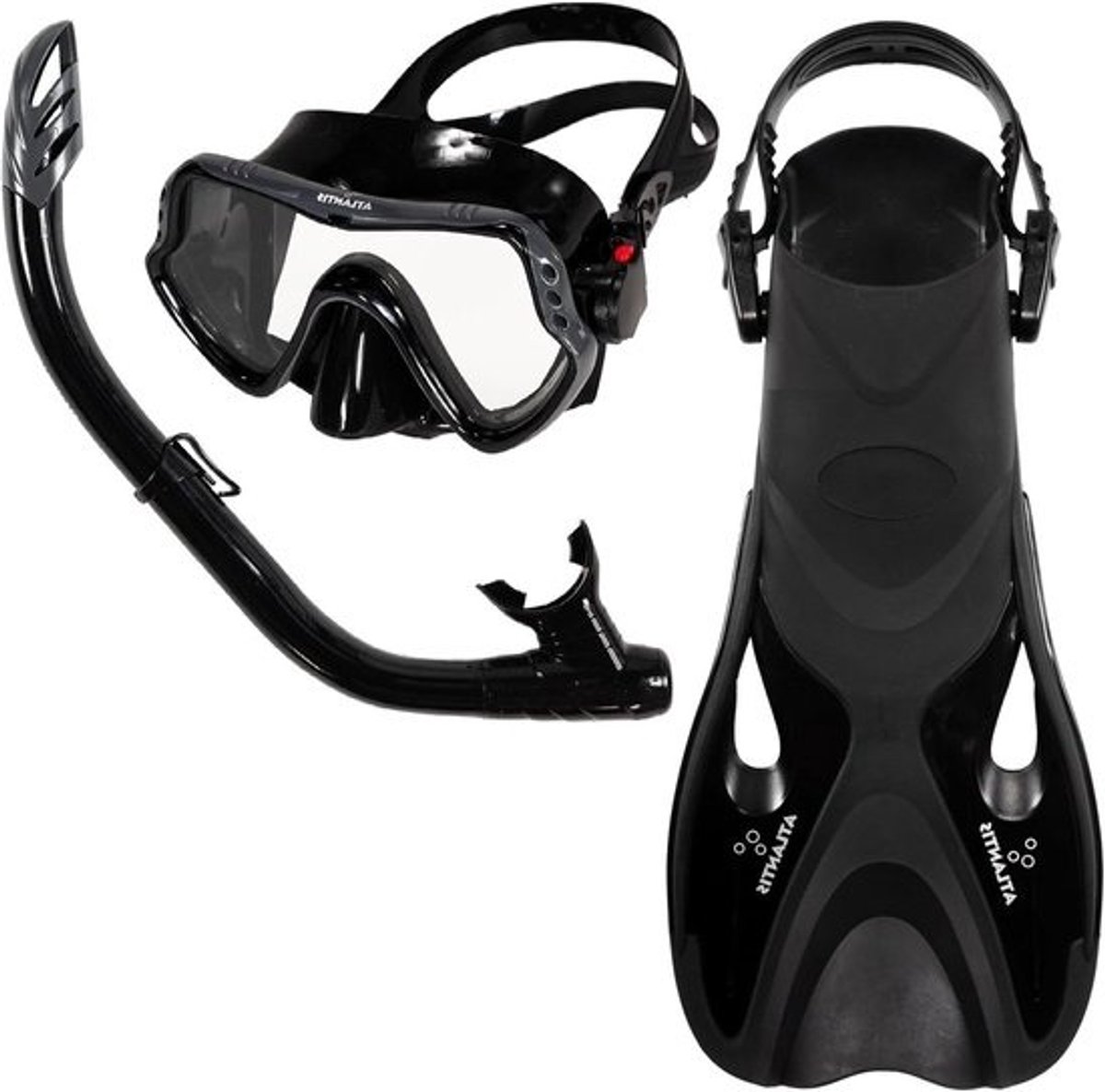 Snorkelset Volwassenen - Duikbril en snorkel - Ontdek de onderwaterwereld - Spatwaterdichte drytop - 36-41 - Zwart Grijs