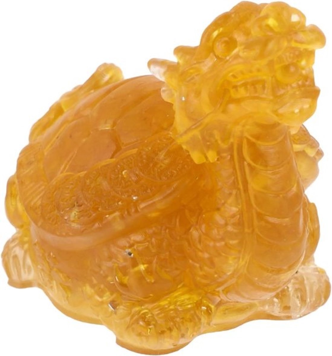 Kristallen Schildpad Beeldje - Feng Shui Schildpad Welvaartsbeeld - Energie Reguleren - Fijn Gesneden Details - 7.50X6.00X5.00CM - Geel