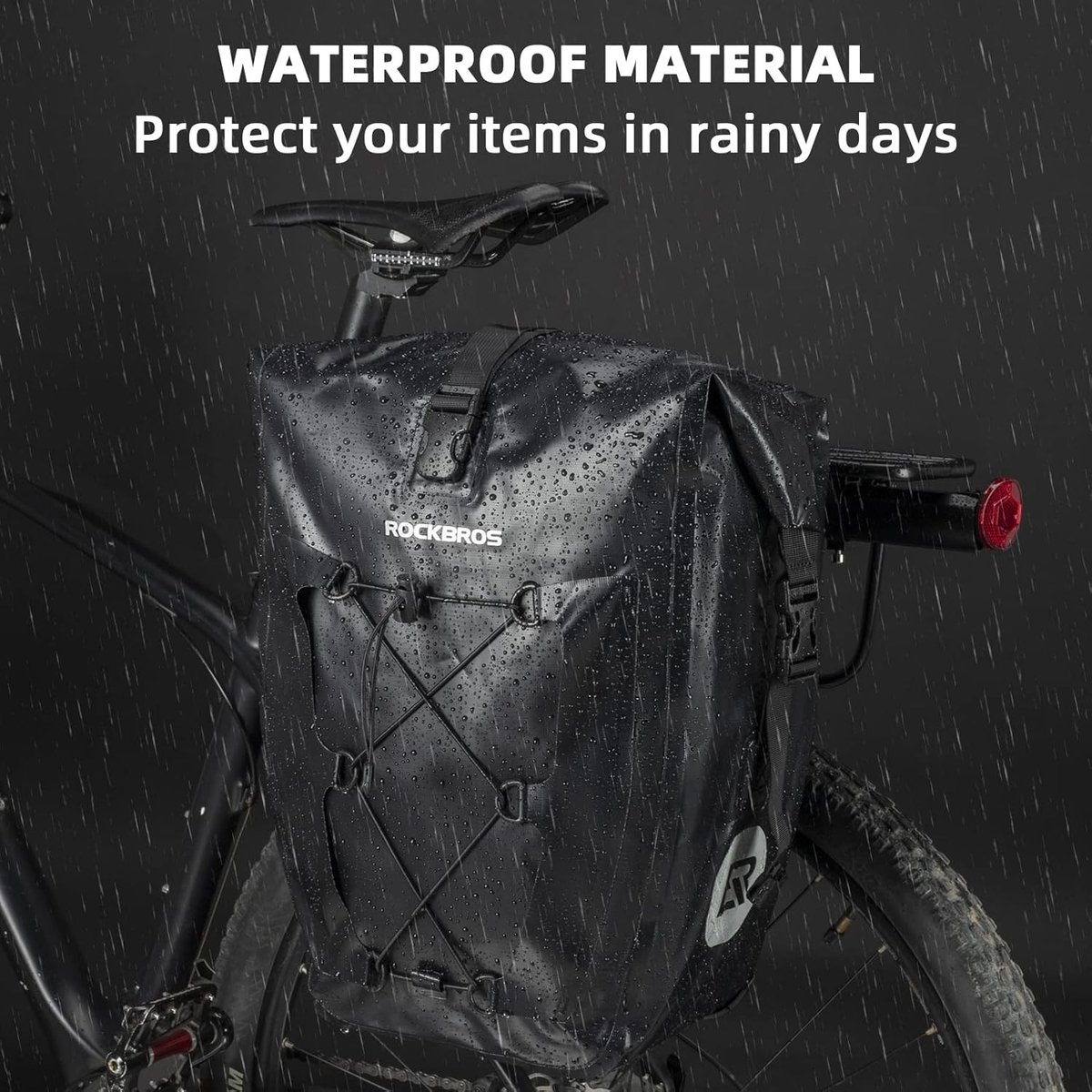 Fietstassen dubbel - Zwart - 25L - Waterdichte Achter Fietstas van PVC - Voor MTB en Fietstochten